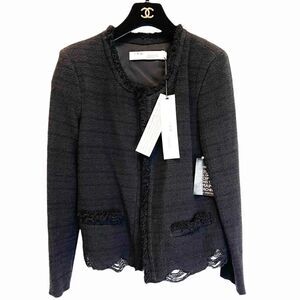 IRO Paris Black Knit Open Blazer Designer Boucle Jacket, Lined FR40 US SZ L NWT